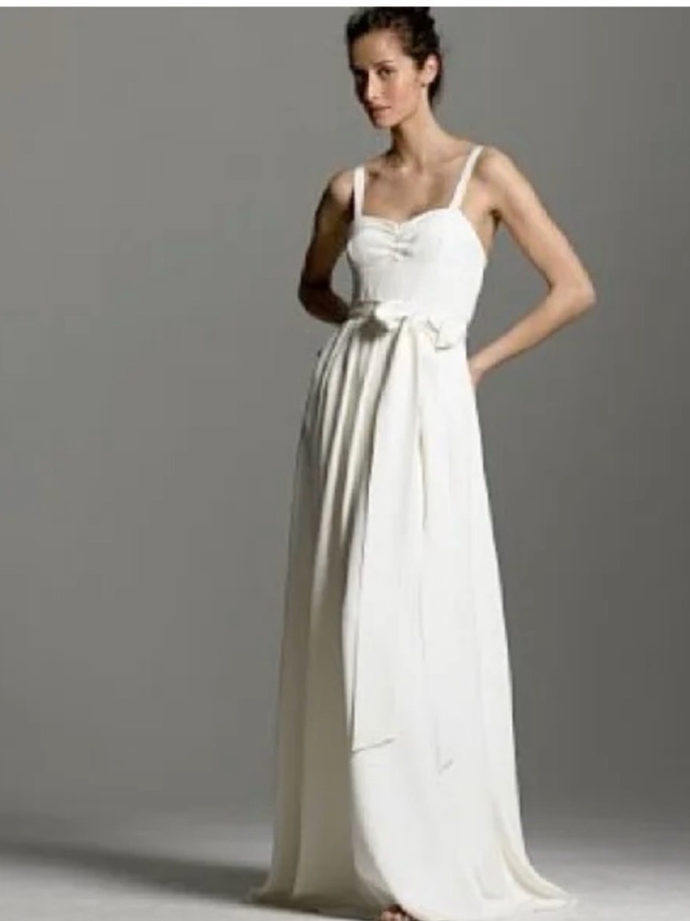 J. Crew Ivory Maxi Dress with Waist Tie